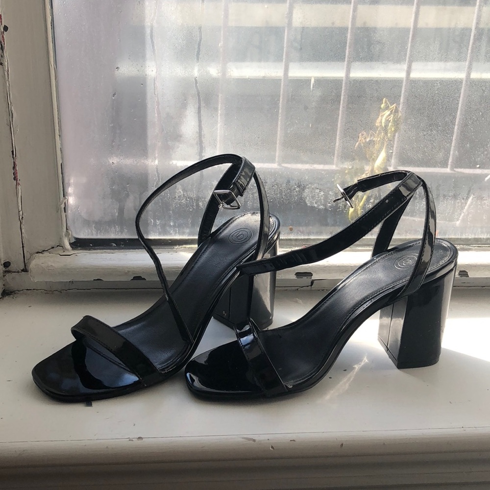 Black patent heels